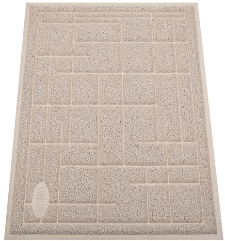 VIVAGLORY Katzenstreu Matte Trackpad Katzenklo Matte, Waschbar & Unterleger Auffangmatte Streuauffangmatte, Katzenstreumatte Katzenmatte Katzenklo, 60cm×43cm, Beige