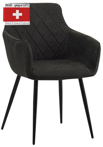 Albatros Esszimmerstühle 1er Set SILA, Schwarz - Modern und Stilvoll, bequemer Polsterstuhl - Eleganter Küchenstuhl, Stuhl Esszimmer oder Esstisch Stuhl im Retro-Look Stoff