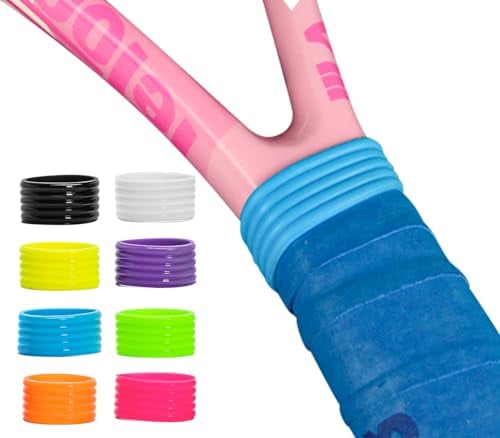 Ulawellor 8 Stück Gummi Ring,Tennisschläger Griffband,Tennisschläger Fix Ringe,Tennisschläger Griffband für Gummi Ring,Griffband für Badminton,Generisch,rutschfest (8 Farben)