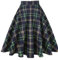 Fulbant Frauen Plaid Print Casual Kurz Tunika Midi Rock Hohe Taille Gestreift Skater Kariert 50er 60er Jahre Vintage Rock, Blau-en8, 44