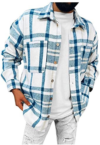 Générique Veste a Carreaux Homme Polaire Chemise Veste a Carreaux Homme Surchemise À Carreaux Homme Carreaux Blousons Flanelle À Carreaux Tops Grandes Tailles Carreaux Garder Au Chaud Veste