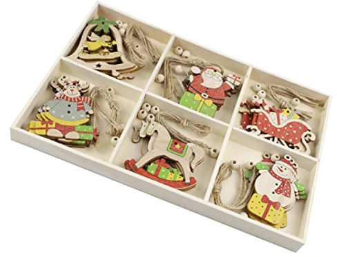 DIKACA 1 Satz Christbaumschmuck Ausgehöhlte Glöckchenverzierung Weihnachtsholzausschnitte Weihnachtsbaumschmuck DIY Weihnachten Hölzern Papier Geschnitten Ländlich