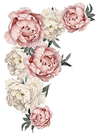 BESTonZON Peony Wandsticker Selbstklebend Abnehmbar Florale Wanddeko Für Wohnzimmer Schlafzimmer Mädchenzimmer Wohnzimmerdeko