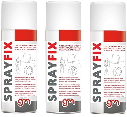 MagazziniGM SPRAYFIX, Colla Spray Multiuso Universale ideale per Carta, Legno, Plastica, Gomma, Tessuti, 400ml (3)