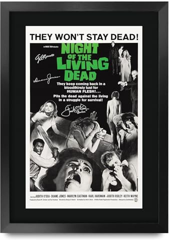 HWC Trading FR A3 Night of the Living Dead (1968) Geschenke Geduckter Poster Signiertes Autogramm Foto für Fans von Film Memorabilien - A3 Gerahmt