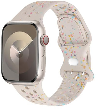 Astorgos Cinturino Sportivo Compatibile Apple Watch Ultra/Ultra2 49mm/Serie 10/9/8/7/6/5/4/3/2/1/SE 42/44/45/46mm,Fiocchi Colorati Cinturino in Silicone Riciclato Cinturini Traspiranti,LucedelleStelle