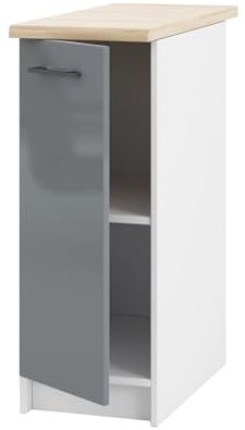 Laclar Schmaler Küchenschrank mit Arbeitsplatte – 30 cm breit - aus hochwertiger Acrylplatte - einfach zu montieren - ideal für kleine und Moderne Küchen - Flexible Kombination mit Anderen Möbeln