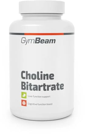 GymBeam Colina Bitartrato, in Capsule da 500mg, Supporta la Funzione Epatica, Nootropico per Memoria, Attenzione e Coordinazione, Fonte di Colina per Neurotrasmettitore Acetilcolina