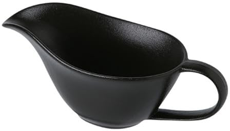 WJUHYGTF Gravy Boat Porcelain, Barely Drops Sauce Pot Easy To Clean Sauce Pot Gifts for Family Ceramic Sauces Container Thermo Gravy Boat,Black