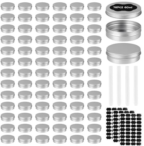 OBKJJ Aluminium-Blechdosen, runde Dosen mit Schraubdeckel, nachfüllbare Kosmetik-Metallbehälter, Lebensmittelbehälter, Kerzenbehälter mit Schraubverschluss, für Bastelarbeiten,