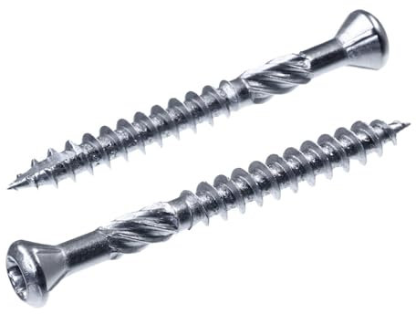 SECCARO Lot de 150 vis pour terrasse à tête décorative 5 x 50 mm, en acier inoxydable A2, vis à bois avec pointe découpée et encoche de coupe, TX/six pans creux