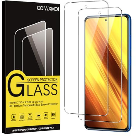 Coiwxmoi 2 Piezas Protector de Pantalla para Xiaomi Poco X3 / Poco X3 Pro/Poco X3 NFC, Cristal Templado Antiarañazos Dureza 9H Antihuellas Sin Burbujas Ultra HD Resistent Transparente Vidrio Película