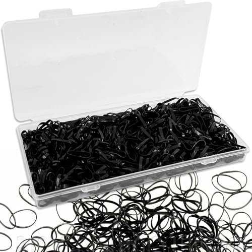 500 Pcs Black Small Hair Rubber Bands,Soft Mini Hair Elastics Hair Ties With Box,Black SmallHair Rubber Bands,ElasticHair Ties,Small Elastic Bands for WomenHair,BraidsHair,Kids