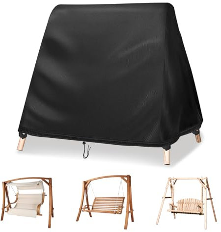 Velfree Hollywoodschaukel Abdeckung,Spitzdach Wasserdichtes Abdeckplane Winddicht UV-Beständiges Abdeckung 3 sitzer Schutzhülle Hollywoodschaukel(213x160x178cm)