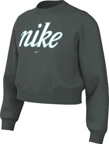 Nike Mädchen Sportswear Club Kastenförmiges Fleece-Sweatshirt Für Ältere Kinder Sweatshirt, Vintage Green/Green Frost, 12-13 Jahre EU