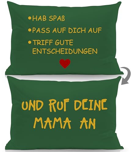 Aosumin Doppelseitig Bedruckte Kissenbezüge für Kinder Kinder Tochter Sohn Geschenk von Mama Hab Spaß Pass auf Dich auf Triff Gute Entscheidungen und ruf Deine Mama an(ruf Deine Mama an-grün)