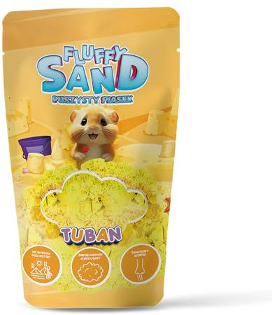TUBAN Fluffy – Flauschiger Dynamischer Sand 90 g – Spielsand Spielzeug – Kinetischer Sand für Kinder – Spielzeug – Klebt Nicht – Leicht – Für Förmchen – Farbe Gelb
