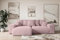 ALTDECOR Ecksofa mit Schlaffunktion und Bettkasten Corner Sofa Eckcouch Couch L-Form universal, Links/rechts angeordnet Schlafcouch Ausziehbar Wohnlandschaft Eskar-L -256x165x84cm Rosa