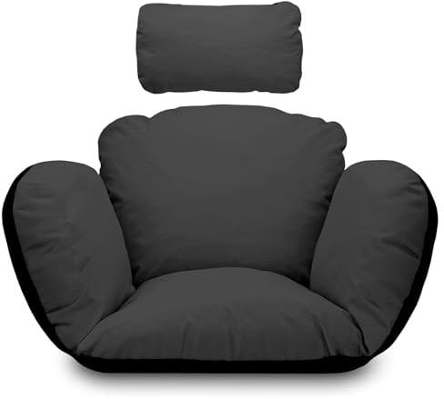 Amazinggirl Hängesessel Outdoor Kissen Schaukelstuhl Auflage - Sitzkissen für Schaukelsessel Hängeschaukel und Hängesitz Polster mit Rückenteil und Kopfkissen Graphit