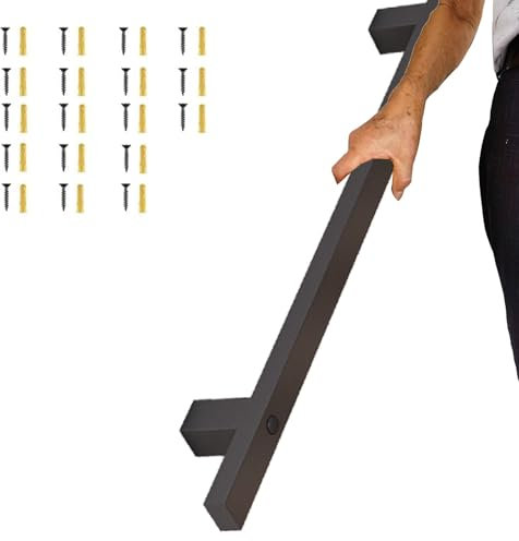 Modernes Treppenhandlauf-Set – 1 m, 1,5 m, 2 m, 300 cm, Wandmontage, Treppengeländer-Handläufe für drinnen und draußen, schwarze Halterungen aus Schmiedeeisen, Rohr-Treppengeländer-Sicherheitswandstüt