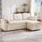 Zubaliya - Sofá esquinero convertible con función de cama, sofá de 3 plazas en L con portavasos, chaise longue con espacio de almacenamiento, izquierda y derecha intercambiables, color beige