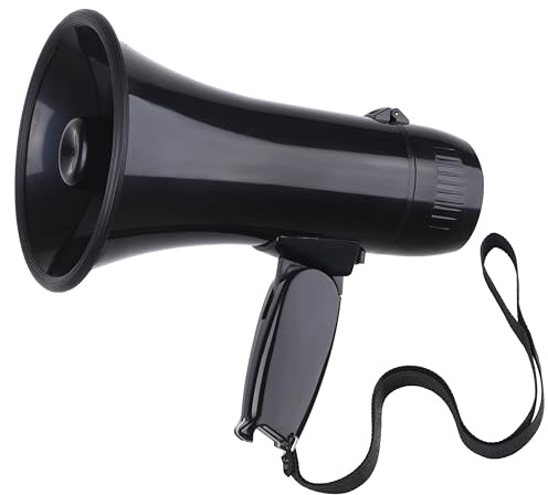 Flydot Megaphone with Speaker Microphone Siren and 240-Second Recording Bullhorn Includes Volume Control for Outdoor Events and Crowd Management (Black)