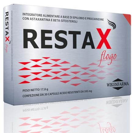 RestaX Flogo per alopecia androgenetica maschile con infiammazione. Con Epilobio fitosteroli e antiossidanti. Contro bruciore, prurito, blocca la caduta e contrasta l'infiammazione del cuoio capelluto