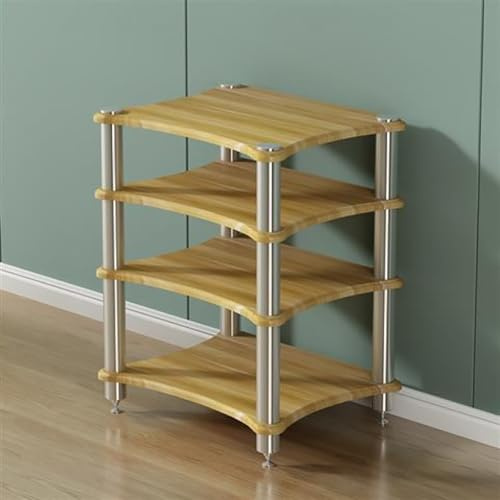 Avdnrya Étagère HiFi, étagère AV, meuble TV à 1/2/3/4 niveaux, meuble TV, amplificateur HiFi, équipement amplificateur de haut-parleur (marron-b, 4)