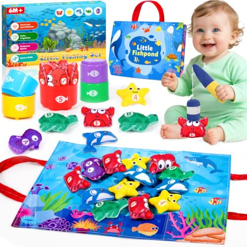 GMUFTIR Jouet Bebe 1 an, Peche A La Ligne Enfant Jeux Montessori 1 2 Ans, Educatif Jouet Bébé, Jeux Montessori 1 an, Jouet Bebe Cadeau pour Fille Garçon 1 2 3 Ans