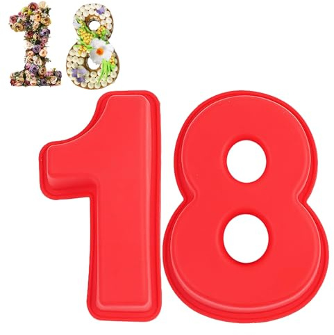 Guittly Number 18 Cake Tins Moulds, 3D Large Number Cake Mould, Bake Trays for Baking Birthday Anniversary, Non-Stick Food-Grade Silicone Oven and Dishwasher Safe (18)
