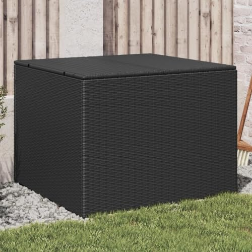 Frdhee Aufbewahrungsboxen Paketbox, Gartentruhe Schwarz 291L Poly Rattan für Balkon Terrasse Wohnzimmer Wintergarten