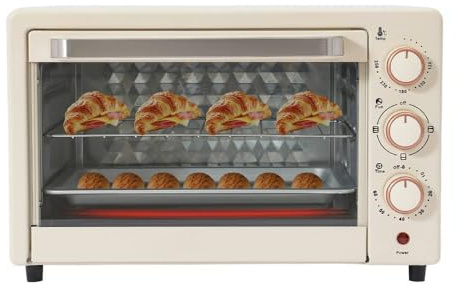22L Elektrobackofen, Mini Backofen Pizzaofen mit Einstellbarer Temperatur und 60-Minuten-Timer, 2 Einschubebenen, Miniofen Kombigerät, für Grillen, Toasten