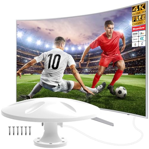 Omnidirectional Amplified Digital HD TV Aerial Outdoor, RV TV Antenna with Signal Booster. Freeview UHF FM for Motorhome HGV Truck Caravan Boat Campin