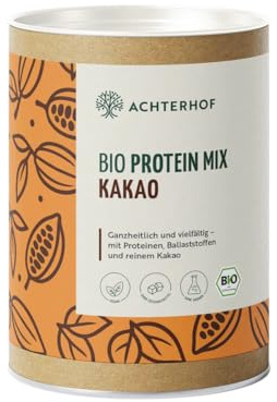 Bio Protein Mix Kakao 380g | Kürbiskern- und Hanfprotein mit reinem Kakao und Ballaststoffen | 100% natürliche Bio-Proteinmischung | Achterhof