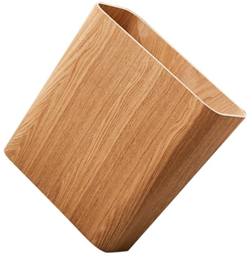 Healeved Cesto de Basura de Madera Color Caqui, Diseño Moderno y Práctico | Papelera Sensor, Cubo de Basura de Madera, Resistente y Seguro, Evita Acumulación de Papel