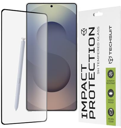 Techsuit Displayschutzfolie für Samsung Galaxy S25 Ultra Gehärtetes Glas mit 9H Härte, Vollständige Abdeckung, Stoßschutz, Oleophobe Beschichtung, Anti Fingerabdruck, Blasenfrei, 111D Full Glue
