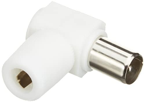 Metronic 438106 - Conector TV de 9.52 mm acodado, Color Blanco