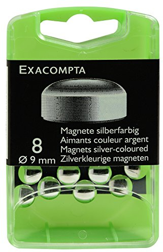 Exacompta 10913E 8er Pack Magnete Ø 9mm silber in Kunststoffbox Magnetkraft 120 g