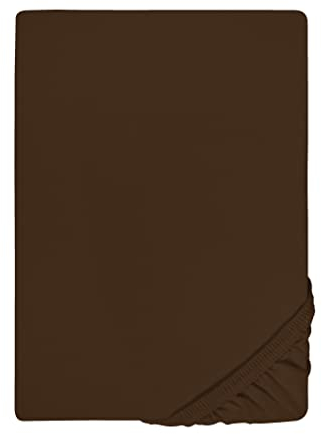 biberna 0077144 Spannbetttuch Feinjersey (Matratzenhöhe max. 22 cm), gekämmte Baumwolle, superweich 1x 90x190 cm > 100x200 cm topas/mocca
