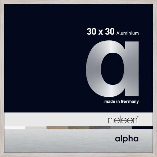 nielsen Alpha Oak White Aluminium Picture Frame - 30x30cm - with Float Glass and Easy Push-Turn Clips - For Photos and Art