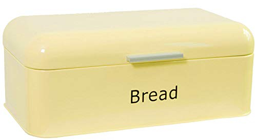 Chef Vida Steel Curved Bread Bin, Metal, Cream