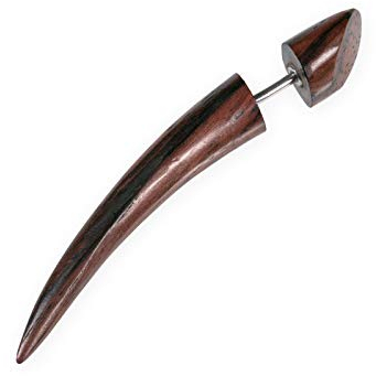 Fly Style 1 Stück Fake Taper Expander - Ohrring aus Horn, Knochen oder Holz, Materialart:Holz (dunkel)