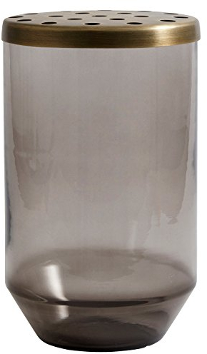 Nordal Glass vase w/Metal lid, Dusty Black, L