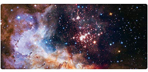 KINGCOO Gaming Mauspad Extended Großes Mausmatte, Rechteck rutschfeste Gummi-Basis Gaming Mousepad Rand Genäht Mauspad für Computer PC und Laptop,900x400x2mm (Bunte Galaxie)