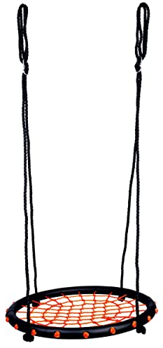 Bino runde Netzschaukel, Schaukel für Kinder, Spielzeug für Kinder ab 3 Jahre, Kinderspielzeug (Tellerschaukel aus PP, drinnen und draußen nutzbar, Durchmesse 60 cm, bis 100 kg belastbar), Orange
