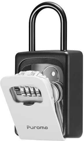 Puroma Lock Box, Large Key Lock Box Resettable Combination Code Lockbox, Portable Wall Mount Lockbox Security Safe Box for Outside Outdoor Home Office Door Handle House Key, Gray (1 Pack)