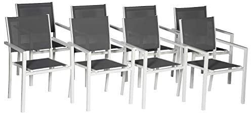 Happy Garden Set di 8 sedie in Alluminio Bianco - textilene Grigio