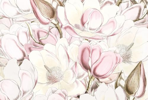 Komar Vlies Fototapete Petals - Größe: 368 x 248 cm - 4 Bogen - Blumen, Tapete, Dekoration, Wandtapete, Wandbild, Wandbelag, Designtapete - XXL4-1031, Weiß, Rosa
