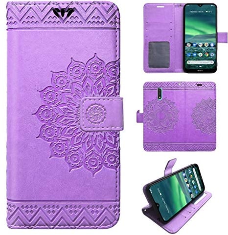 betterfon Hülle Kompatibel mit Nokia 2.3 | Klapphülle Schutzhülle mit Kartenfächer Kompatibel für 2.3 | Magnetverschluss Klapphülle | Lila