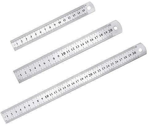 YMDZ 3 PCS Edelstahl Lineal Metall Lineal Set Stahlmaßstab Doppelseiten skala Zentimeter & Zoll Lineal Einschließlich Lineal 30cm / Lineal 20cm / Lineal 15cm zum Zeichnen Büro Ingenieurschule